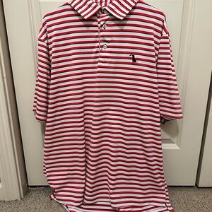 Classic Red and White Striped Polo Shirt